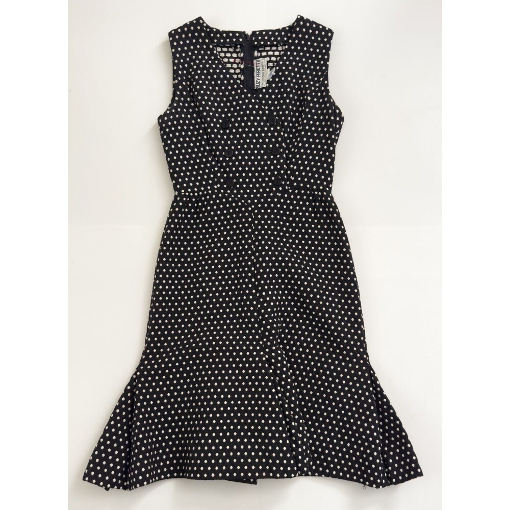 Vintage Suzy Perette by Victor Costa Black & White Polk Dot Dress SZ Medium
